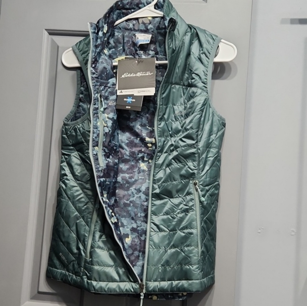 NWUT Eddie Bauer Ignitelite Reversible Vest Azure Green & Speckled XS
